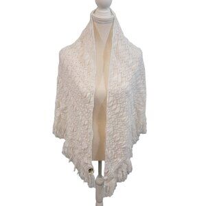 Vintage SMITH'S BERMUDA Shawl Wrap IVORY KNIT Made In Great Britain